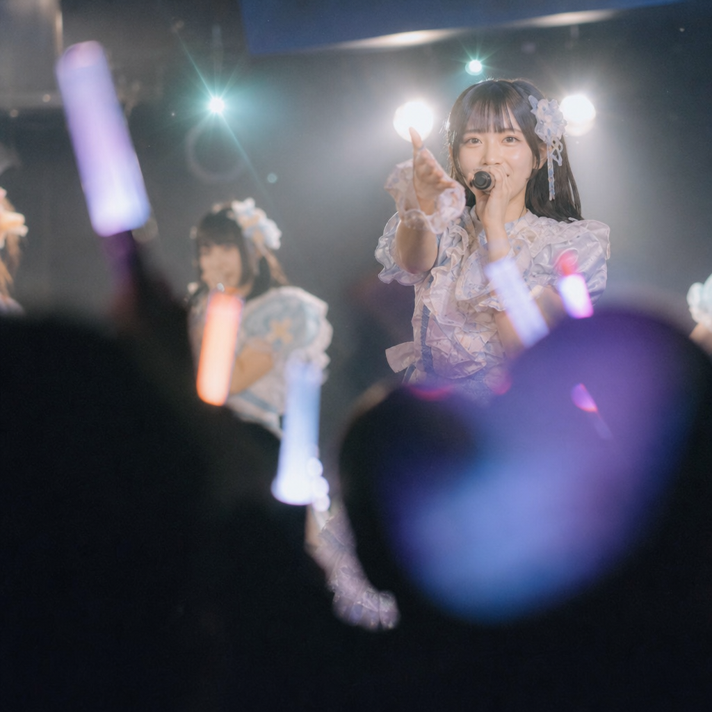 今日は対バンライブ。最前列で推しと目が合った気がする。特典会で「いつもありがとう」と言われて明日からも仕事頑張れると思った。 挿絵