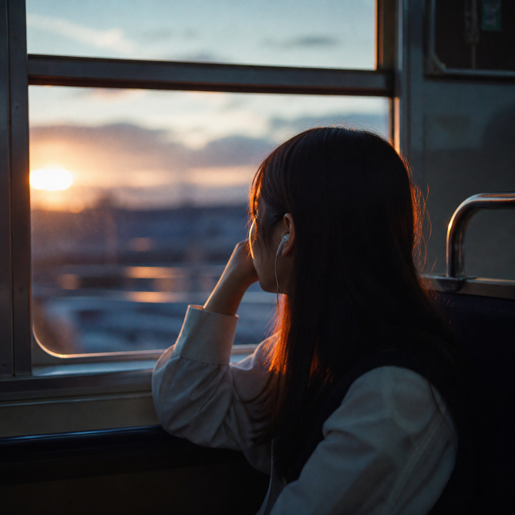 会場に向かう電車の中、プレイリストは全部推しの曲。もうこれだけで涙が出そう。 挿絵